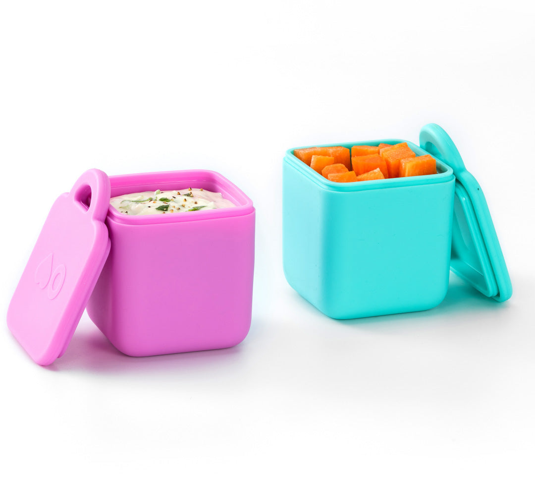 OmieDip - sada 2 silikónových dózičiek ružová a tyrkysová