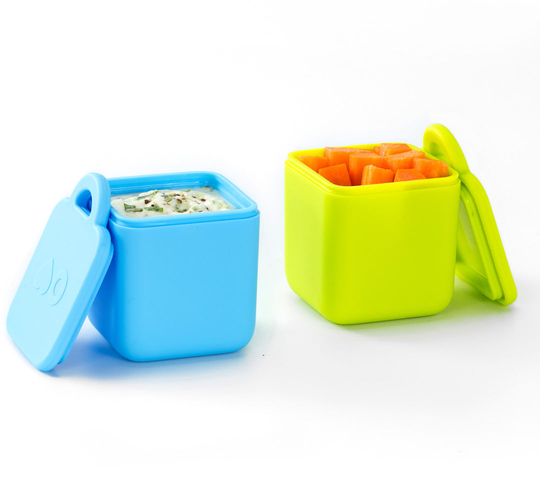 OmieDip - sada 2 silikónových dózičiek modrá a limetková