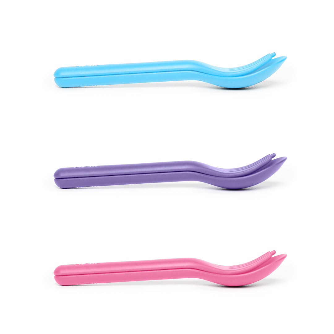 Detský cestovný príbor, sada 2 kusov - OmiePod žuvačková ružová