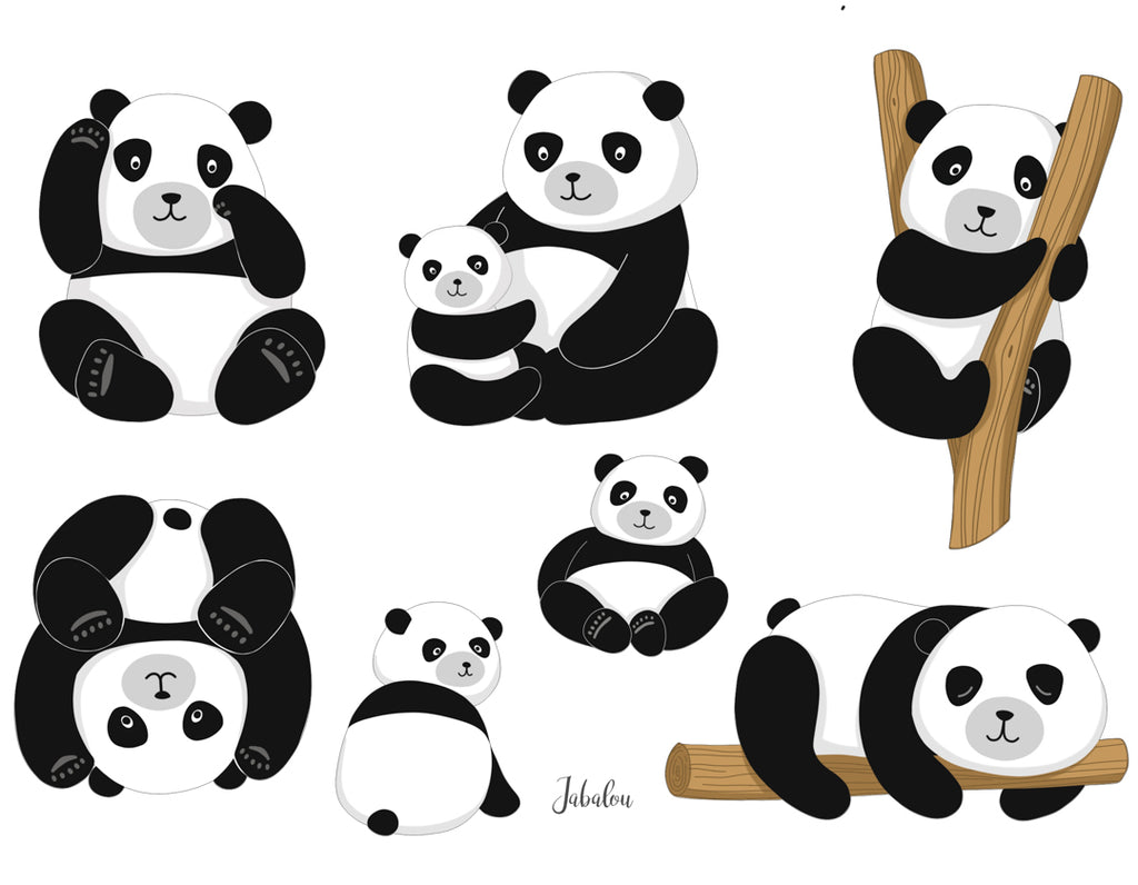 Vodeodolné nálepky Pandy