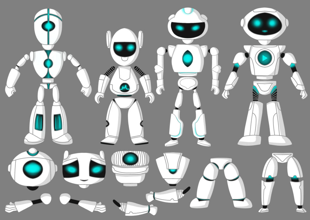 Vodeodolné nálepky Roboti