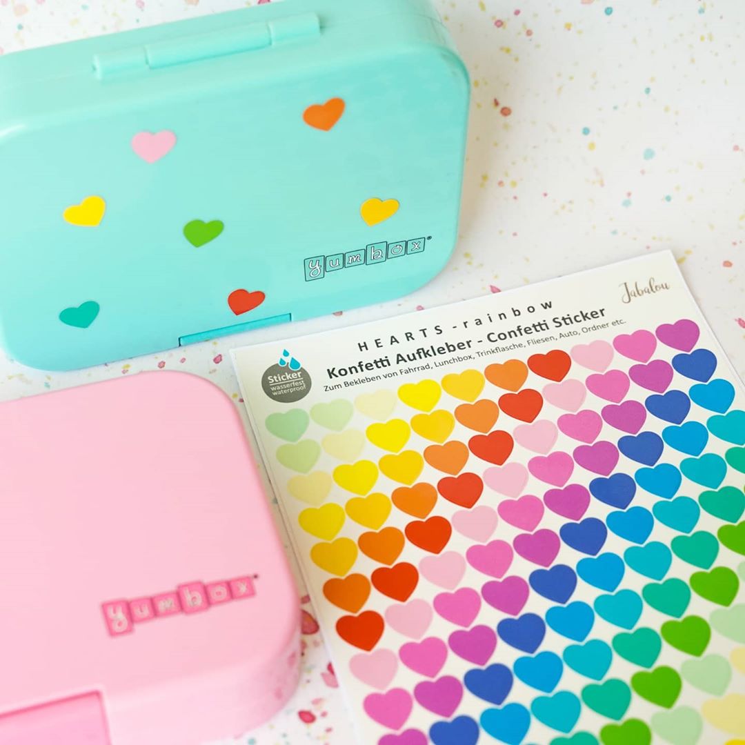 Vodeodolné nálepky Dúhové srdiečka